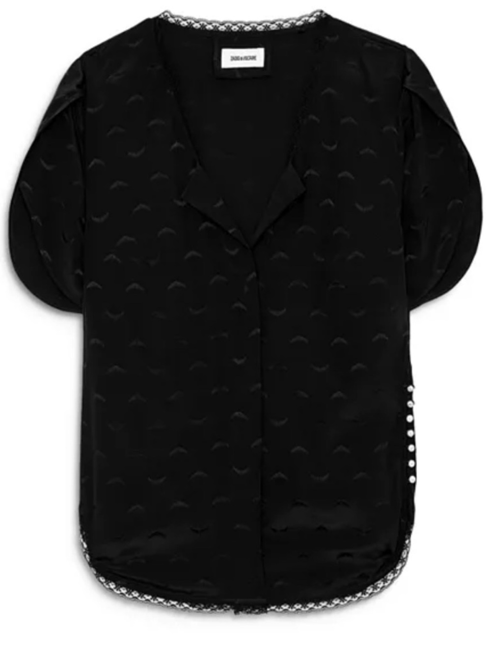 🌟NWT🌟 ZADIG & VOLTAIRE Tiffany Jacquard Wings Silk Blouse In Black - Picture 9 of 10